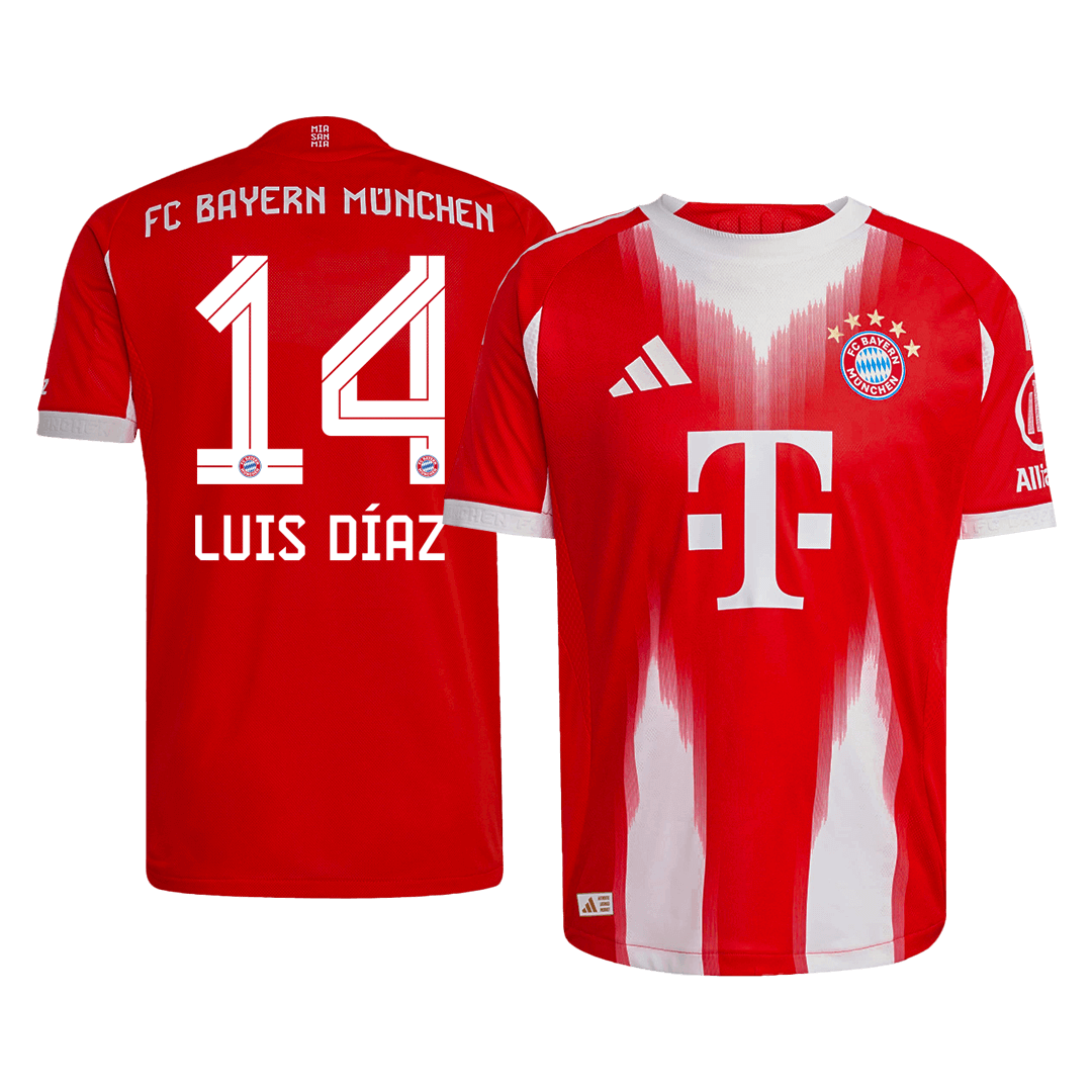 Soccer Kits Authentic LUIS DÍAZ #14 Bayern Munich Home Soccer Jersey 2025/26 Red