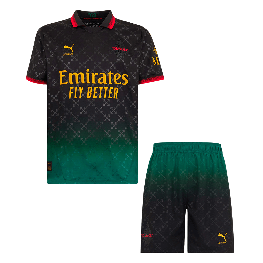 Soccer Kits AC Milan Fourth Away Soccer Jersey Kit(Jersey+Shorts) 2024/25 Green&Black
