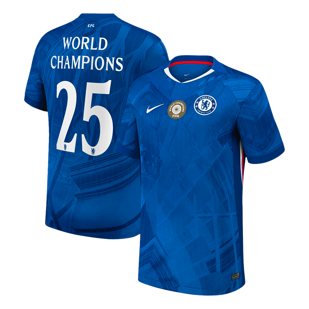 Soccer Kits WORLD CHAMPIONS #25 Chelsea Home Soccer Jersey 2025/26 Blue - with chest badge