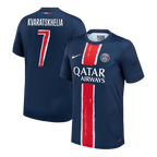 Kits de fútbol KVARATSKHELIA #7 PSG Camiseta de fútbol local 2024/25 Azul marino - UCL