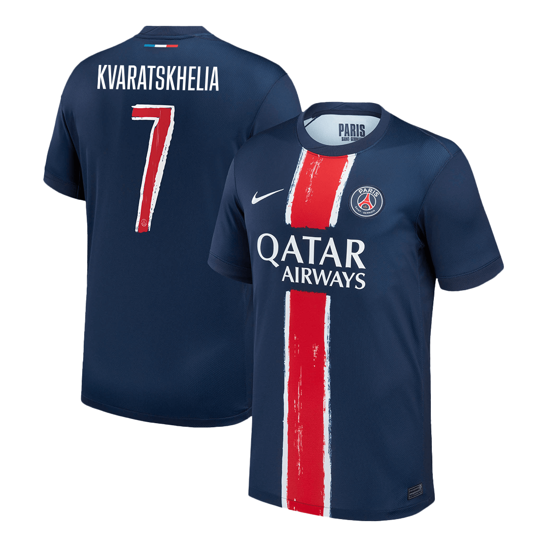 Maillot de football KVARATSKHELIA #7 PSG Domicile 2024/25 Bleu marine - UCL