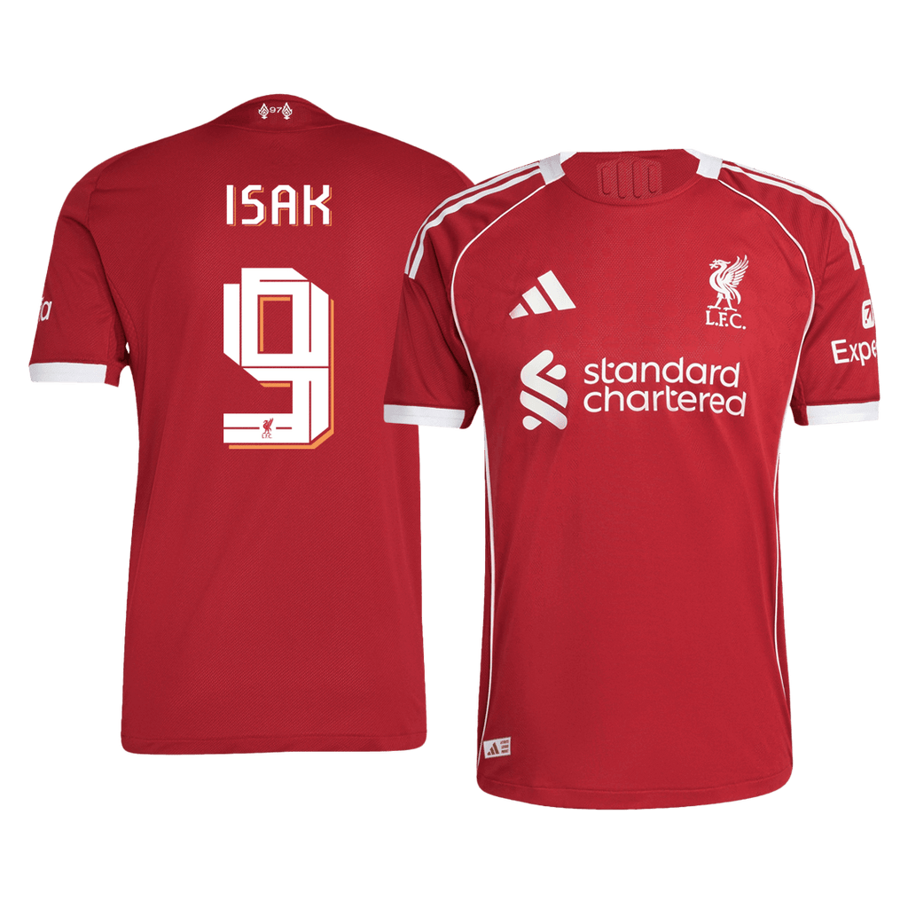 Maillot de football ISAK #9 authentique Liverpool Domicile 25/26 Rouge - UCL