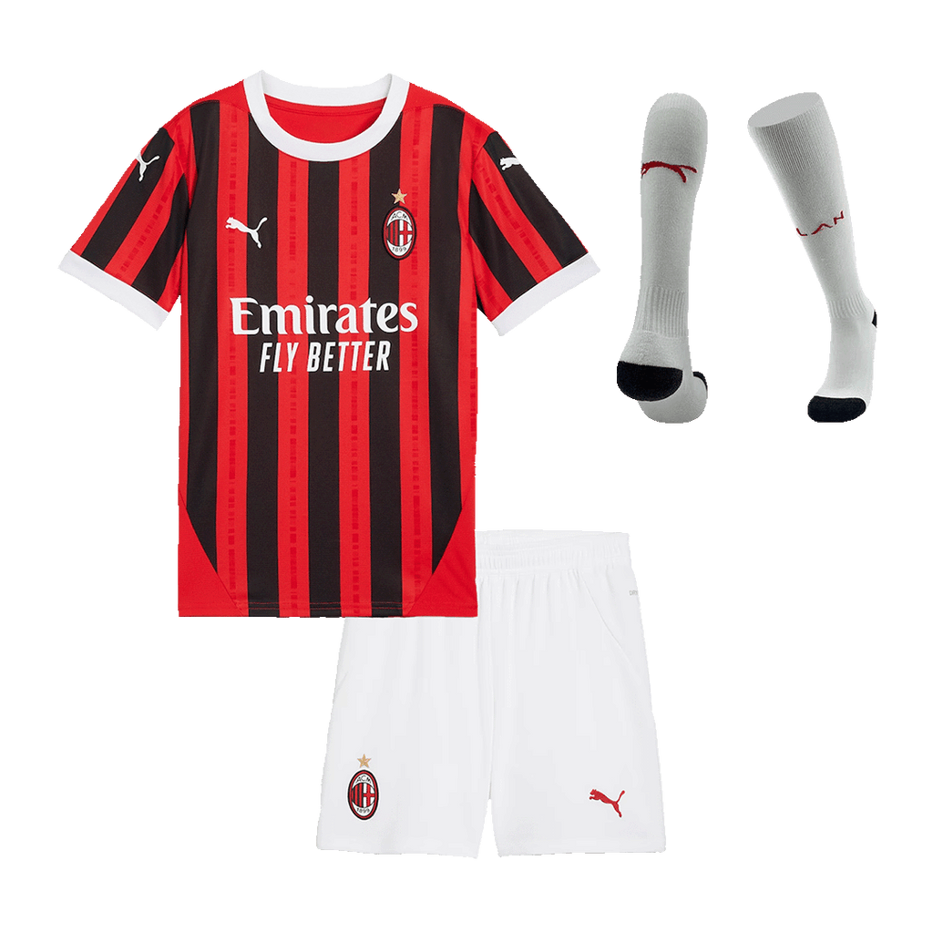 Kit de fútbol para niños: Camiseta de local del AC Milan (camiseta, pantalones cortos y calcetines) 2024/25