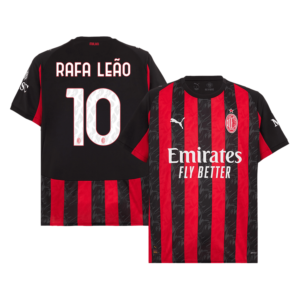 Maillot de football RAFA LEÃO #10 AC Milan Domicile 2025/26 Rouge et Noir
