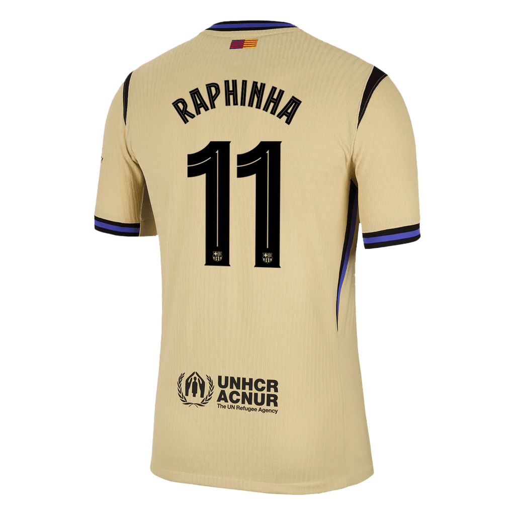 Soccer Kits Authentic RAPHINHA #11 Barcelona Away Soccer Jersey 2025/26 Yellow - UCL
