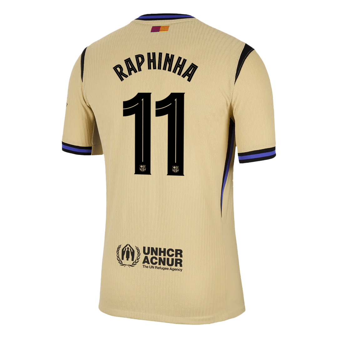 Soccer Kits Authentic RAPHINHA #11 Barcelona Away Soccer Jersey 2025/26 Yellow - UCL