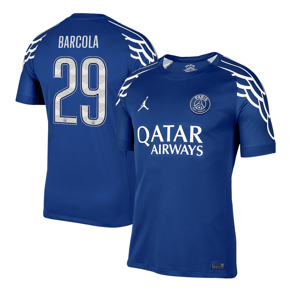 Soccer Kits BARCOLA #29 PSG Fourth Away Soccer Jersey 2024/25 Navy - UCL