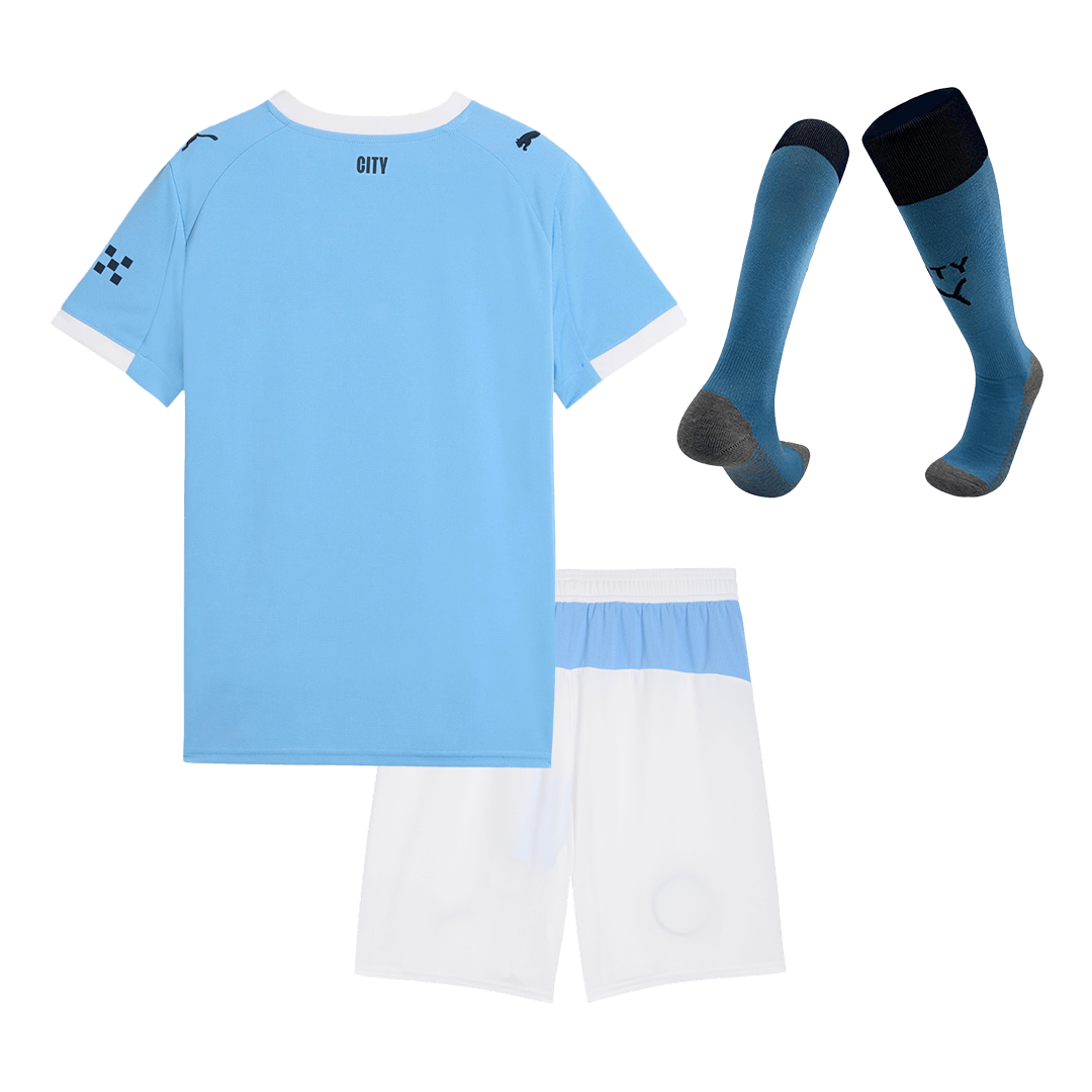 Kit de fútbol para niños: camiseta local del Manchester City (camiseta, pantalones cortos y calcetines) 2025/26, azul