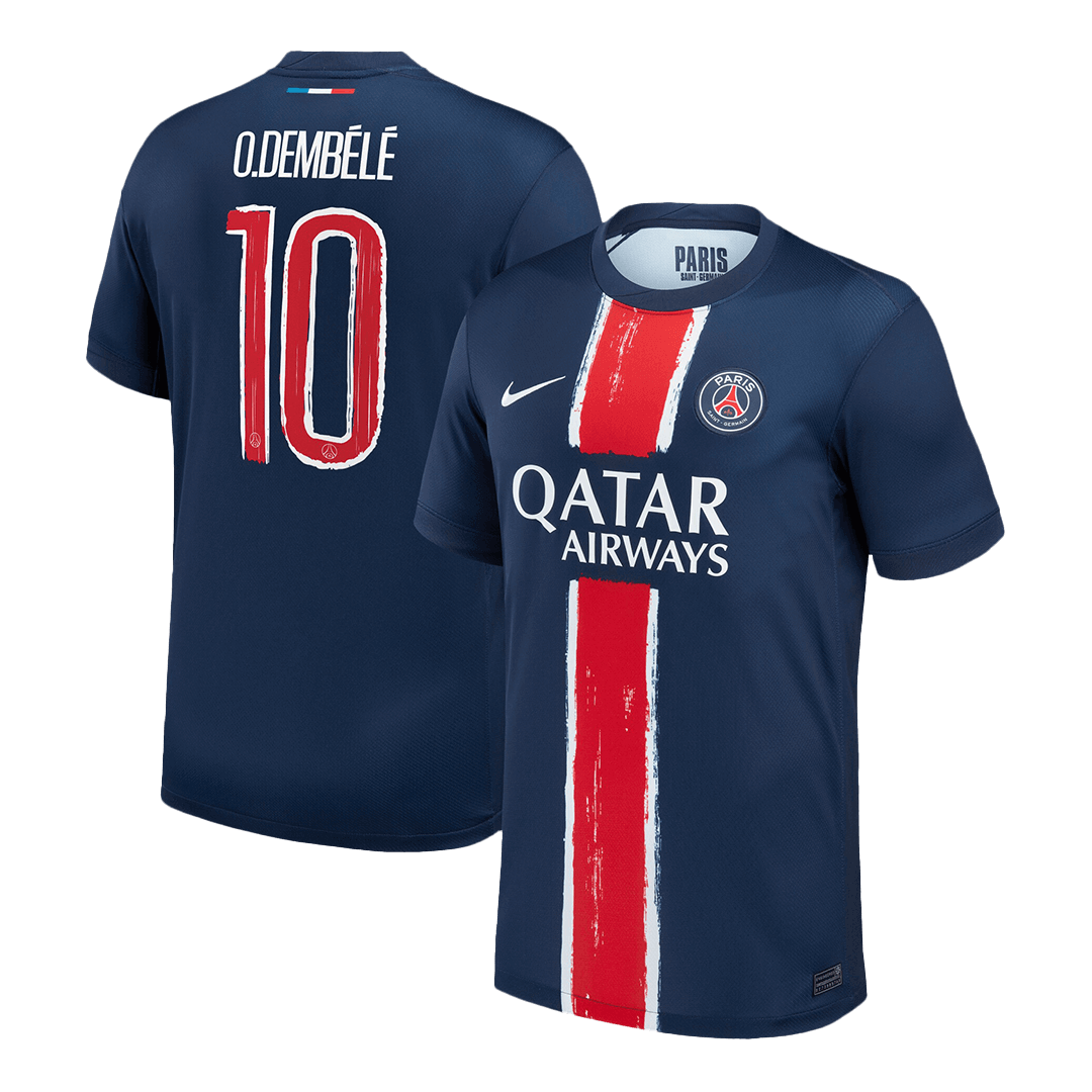 Maillots de foot O.DEMBÉLÉ #10 PSG Domicile Maillot de Foot 2024/25 Marine - UCL