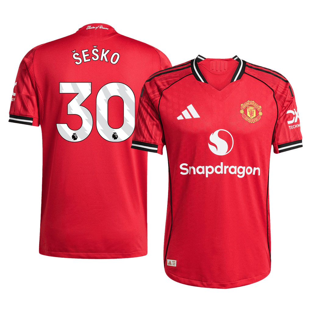 Kits de fútbol ŠEŠKO #30 Camiseta de fútbol local auténtica del Manchester United 2025/26 Roja