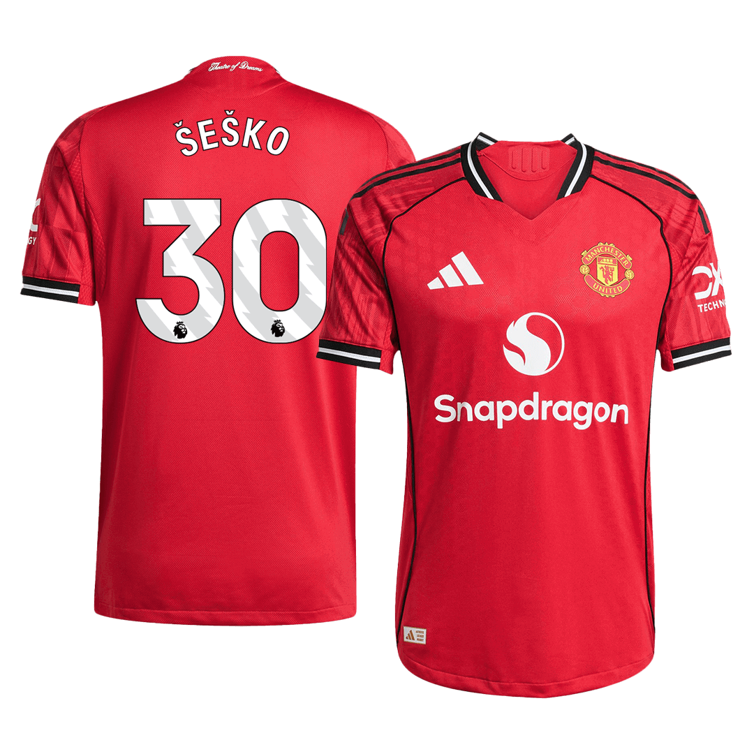 Kits de fútbol ŠEŠKO #30 Camiseta de fútbol local auténtica del Manchester United 2025/26 Roja