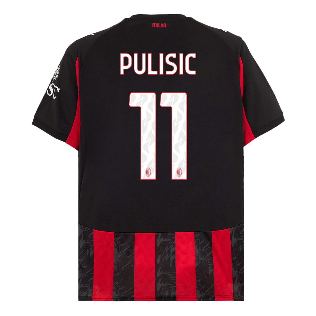 Kits de fútbol PULISIC #11 AC Milan Camiseta de fútbol local 2025/26 Rojo y negro