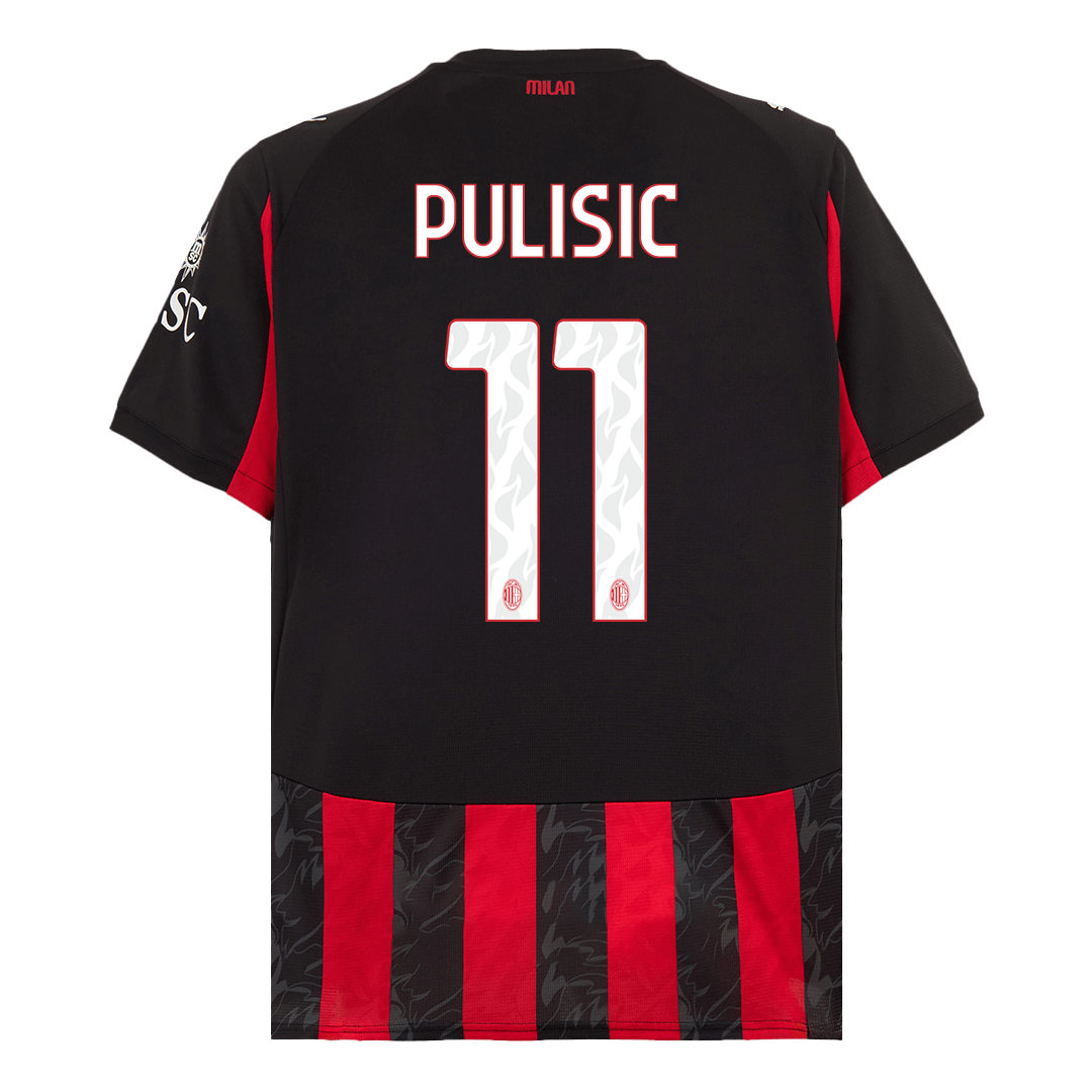Kits de fútbol PULISIC #11 AC Milan Camiseta de fútbol local 2025/26 Rojo y negro