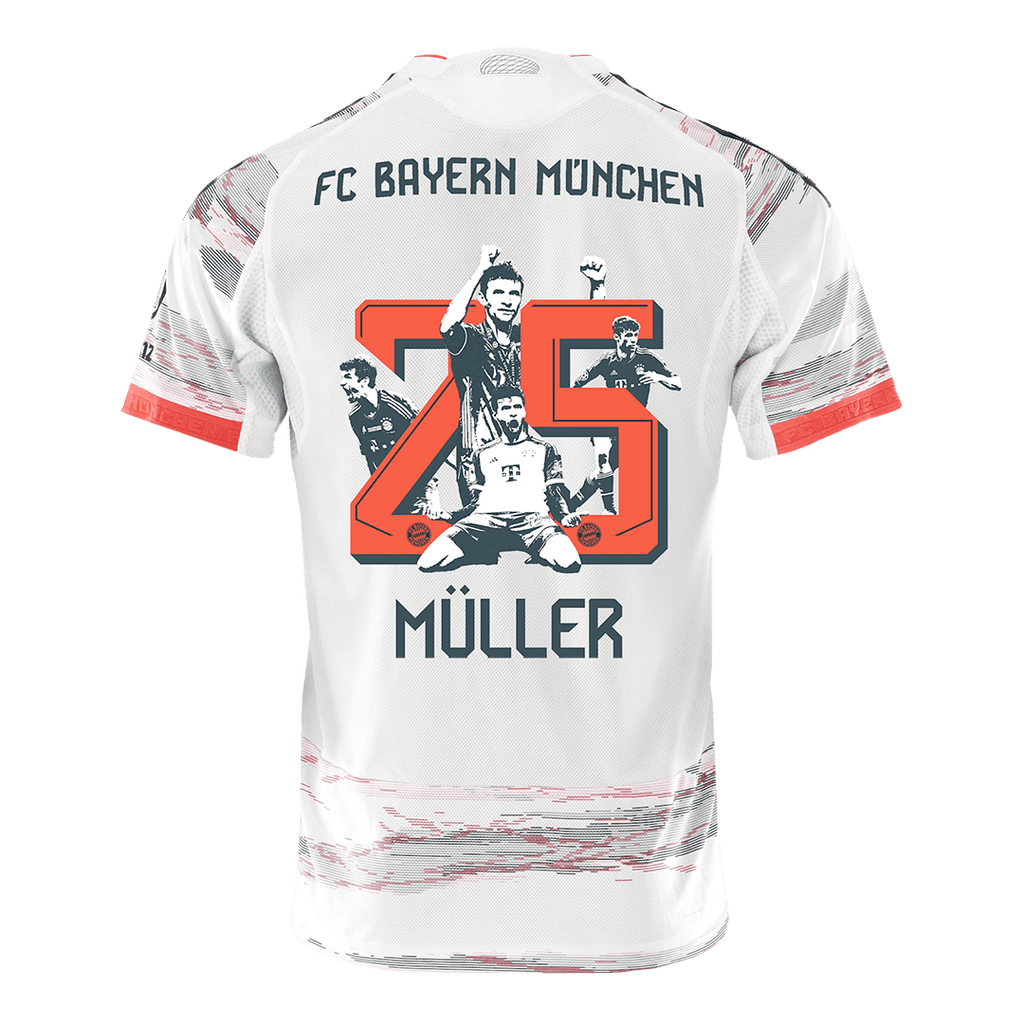 Soccer Kits Authentic MÜLLER Special #25 Bayern Munich Away Soccer Jersey 2025/26 White