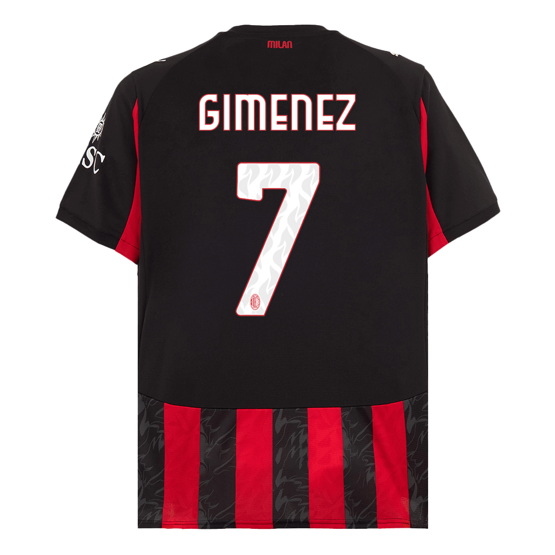 Maillot de football domicile AC Milan GIMENEZ #7 2025/26 Rouge et noir
