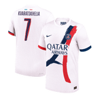 Soccer Kits Authentic KVARATSKHELIA #7 PSG Away Soccer Jersey 2024/25 White - UCL