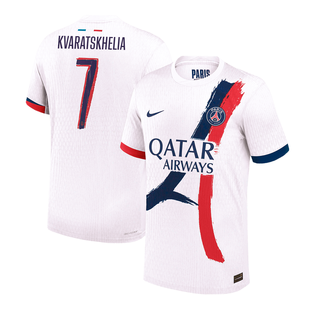 Soccer Kits Authentic KVARATSKHELIA #7 PSG Away Soccer Jersey 2024/25 White - UCL