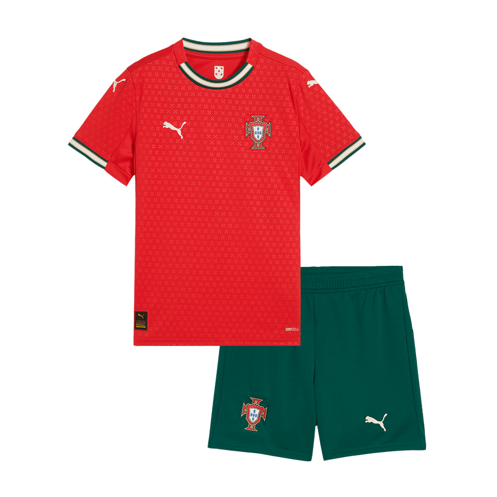 Kits de fútbol para niños: camiseta local de Portugal (camiseta y pantalones cortos) 2025, color rojo