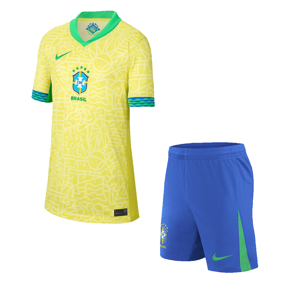 Maillot de football domicile Brésil pour enfant (maillot + short) Copa America 2024