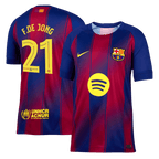 Maillot de football F.DE JONG #21 Barcelone Domicile 2025/26 Rouge et Bleu - UCL