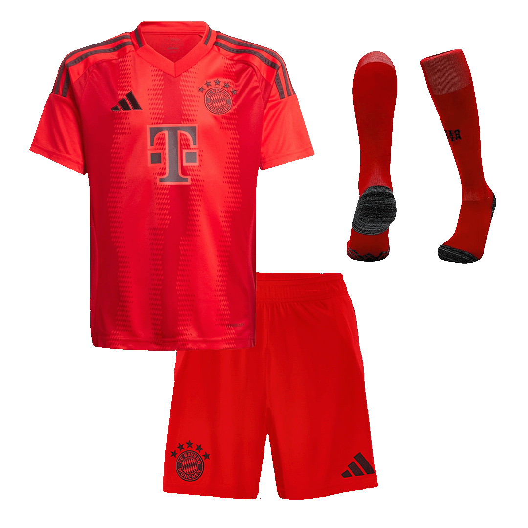 Maillot de football domicile Bayern Munich 2024/25 pour enfant (maillot, short, chaussettes) Rouge