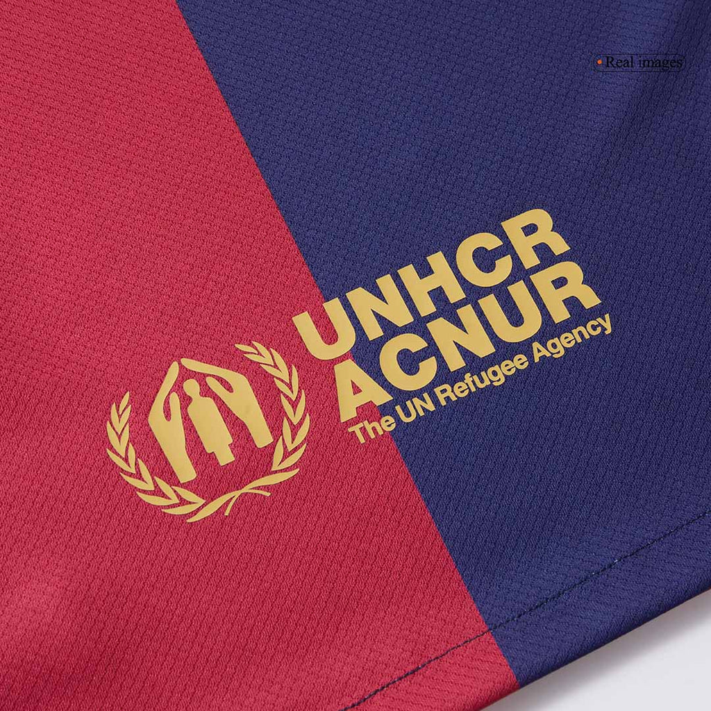 Maillot de football domicile Barcelone X Coldplay pour enfant (maillot + short) 2024/25 rouge et bleu