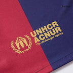 Maillot de football domicile Barcelone X Coldplay pour enfant (maillot + short) 2024/25 rouge et bleu