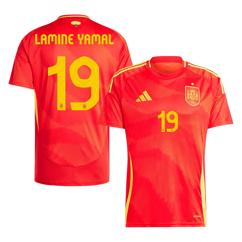 Maillot de football domicile Espagne LAMINE YAMAL #19 Euro 2024
