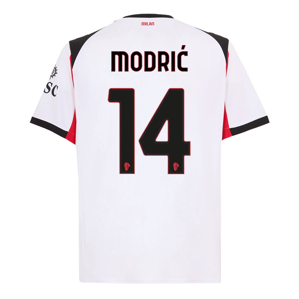 Maillot de football extérieur AC Milan MODRIĆ #14 2025/26 Blanc