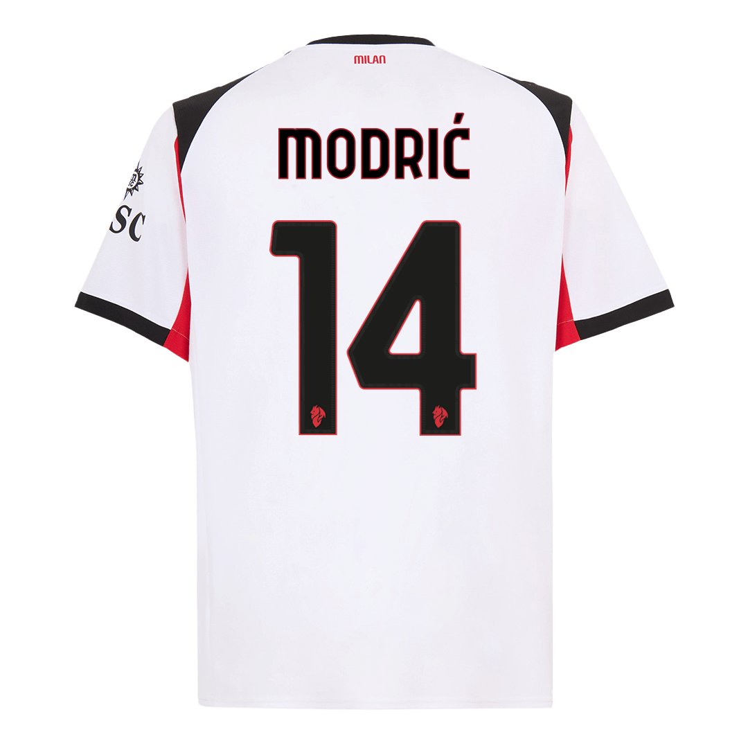 Maillot de football extérieur AC Milan MODRIĆ #14 2025/26 Blanc