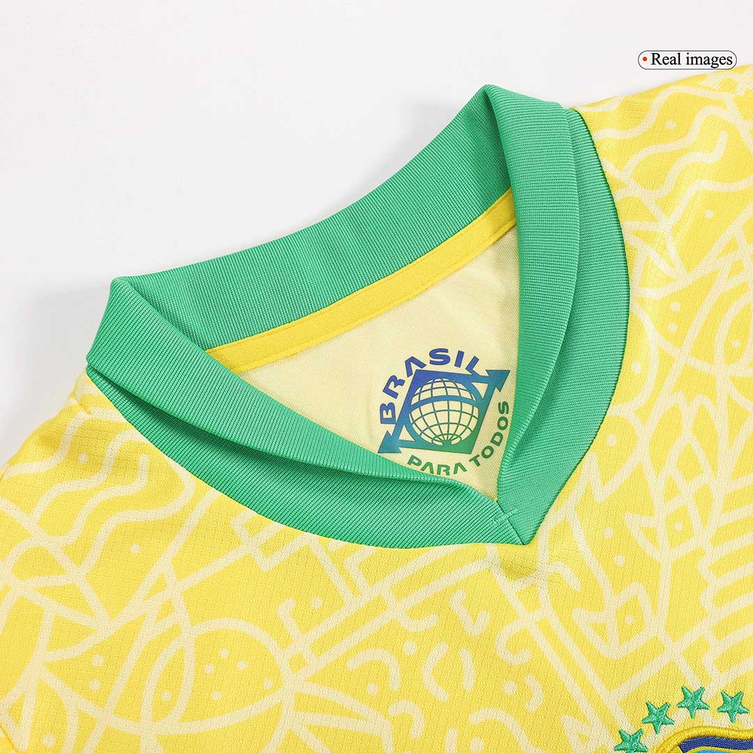 Maillot de football domicile Brésil pour enfant (maillot, short et chaussettes) Copa America 2024