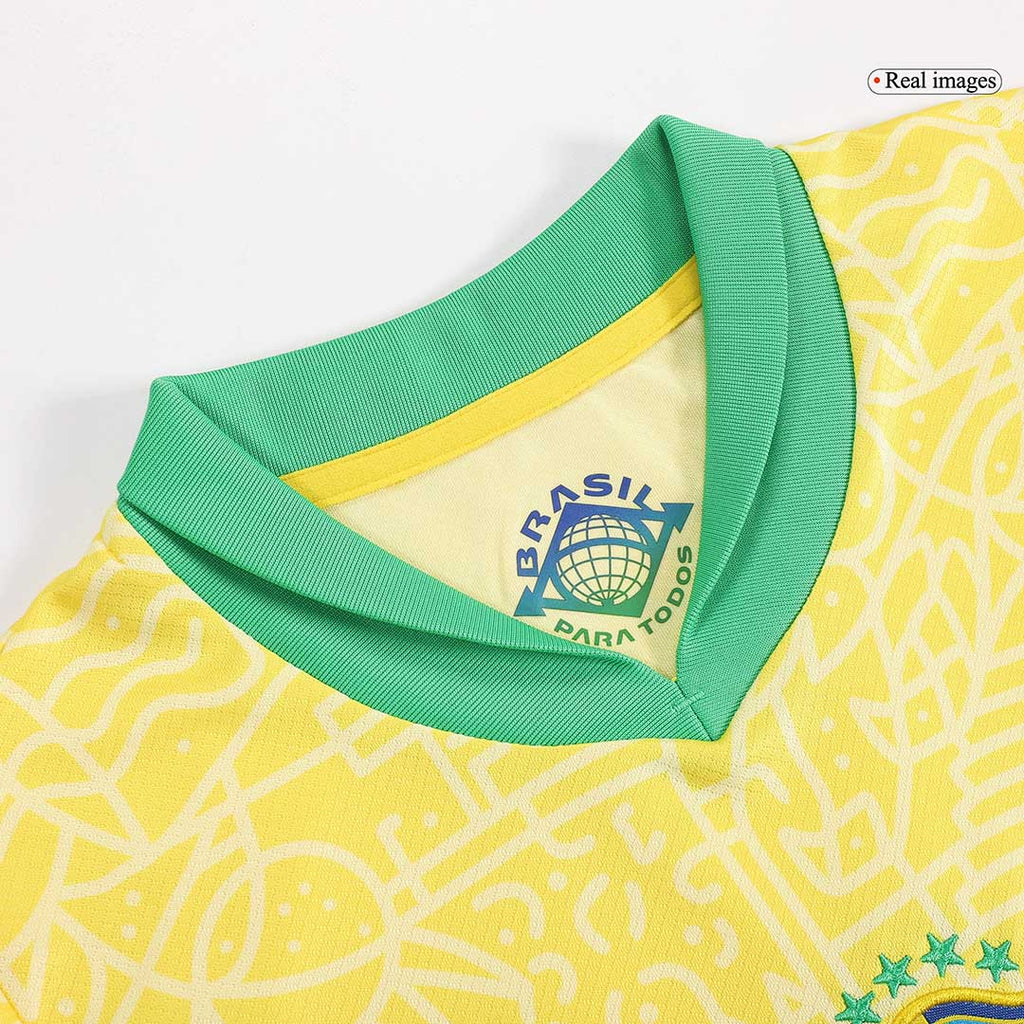 Kits de fútbol: Camiseta de fútbol local de Brasil para niños (camiseta y pantalones cortos) Copa América 2024