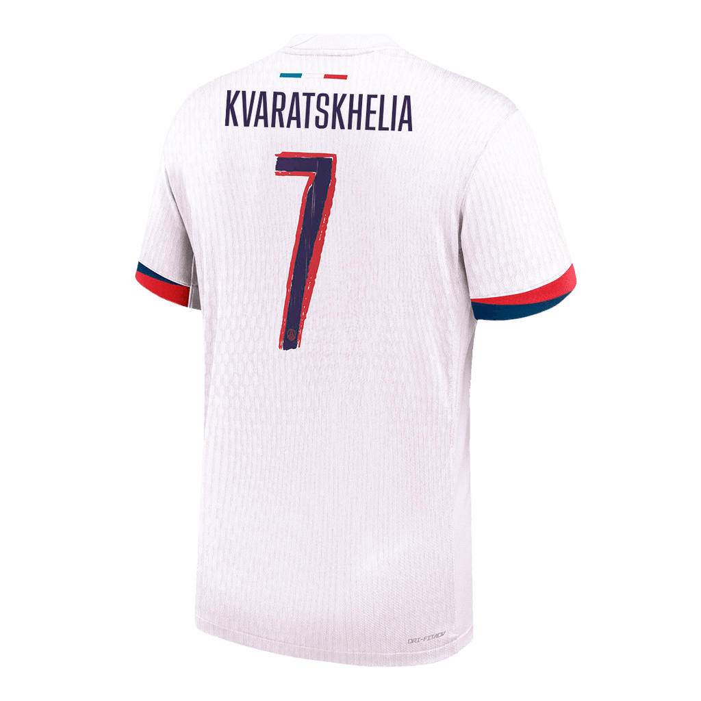 Soccer Kits Authentic KVARATSKHELIA #7 PSG Away Soccer Jersey 2024/25 White - UCL