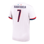 Soccer Kits Authentic KVARATSKHELIA #7 PSG Away Soccer Jersey 2024/25 White - UCL