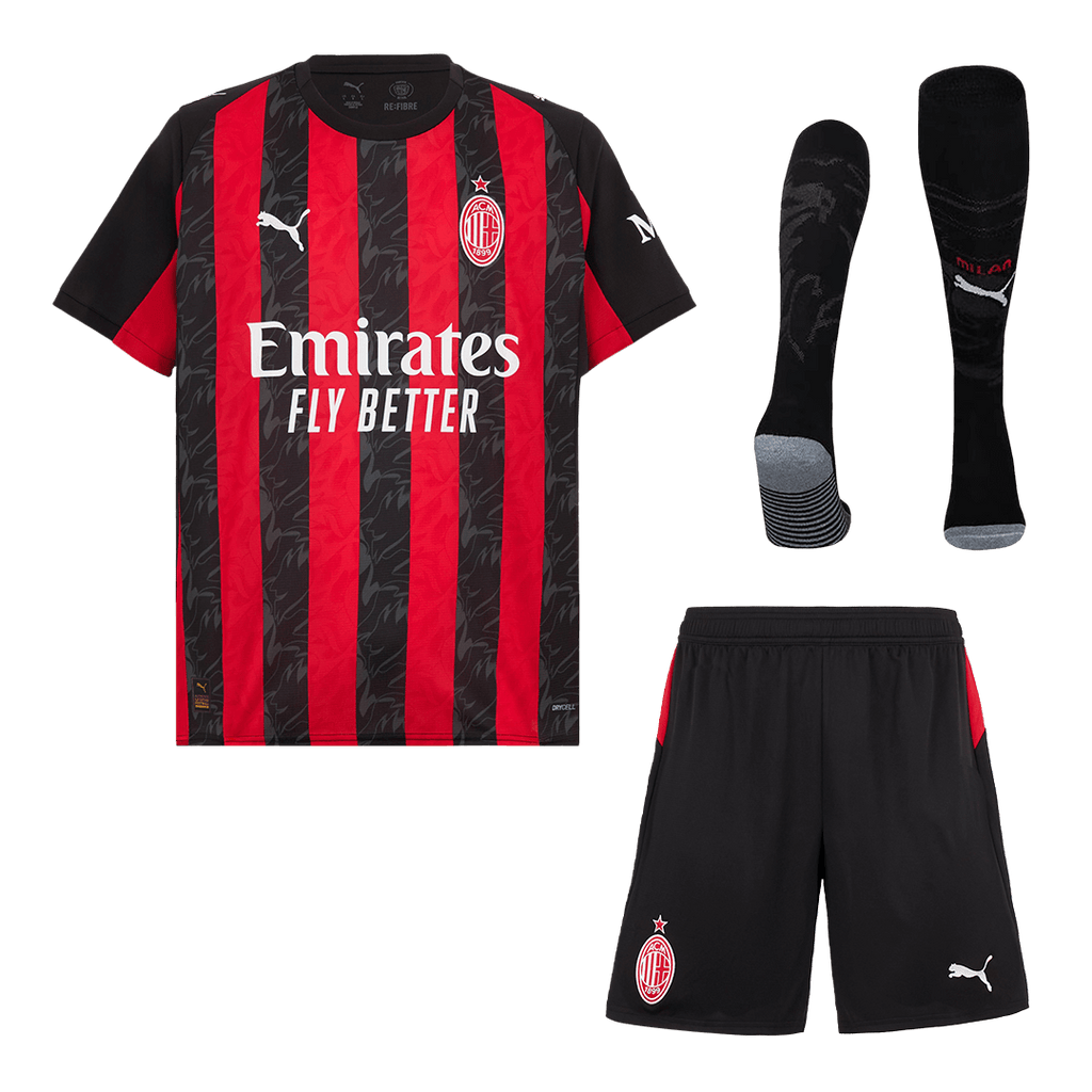 Soccer Kits AC Milan Home Soccer Jersey Kit(Jersey+Shorts+Socks) 2025/26