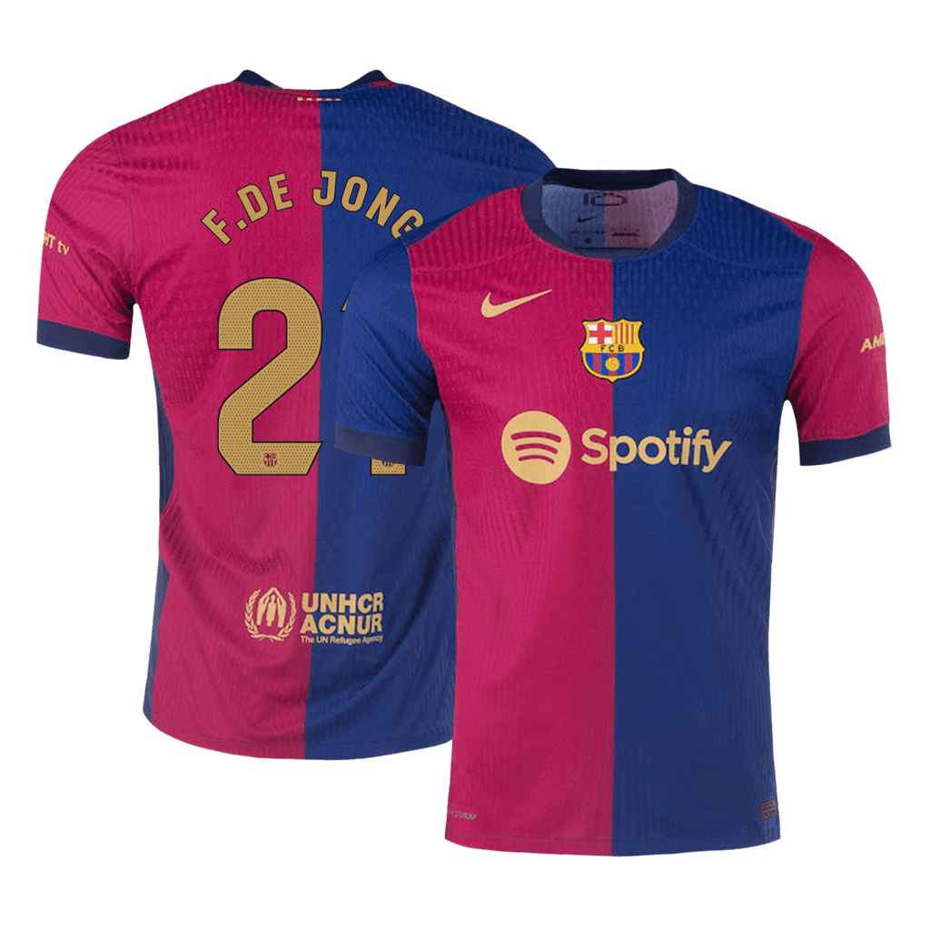 Soccer Kits Authentic F.DE JONG #21 Barcelona Home Soccer Jersey 2024/25- - old sponsor