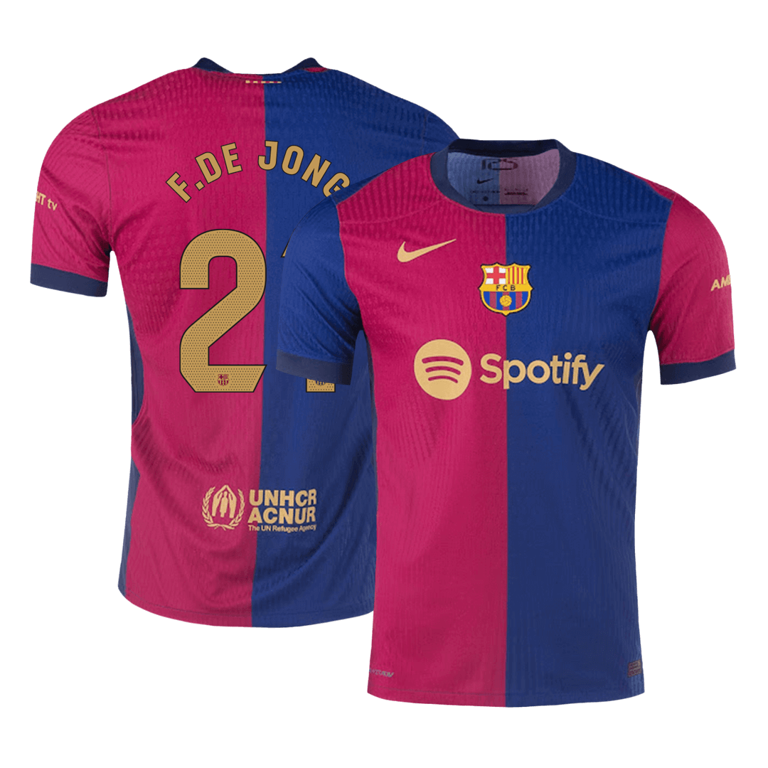 Soccer Kits Authentic F.DE JONG #21 Barcelona Home Soccer Jersey 2024/25- - old sponsor