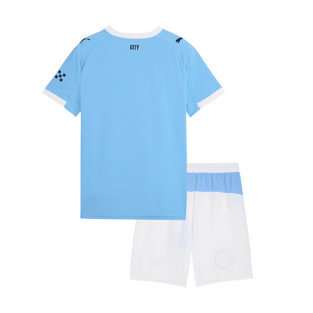 Kit de fútbol para niños: camiseta local del Manchester City (camiseta y pantalones cortos) 2025/26, azul