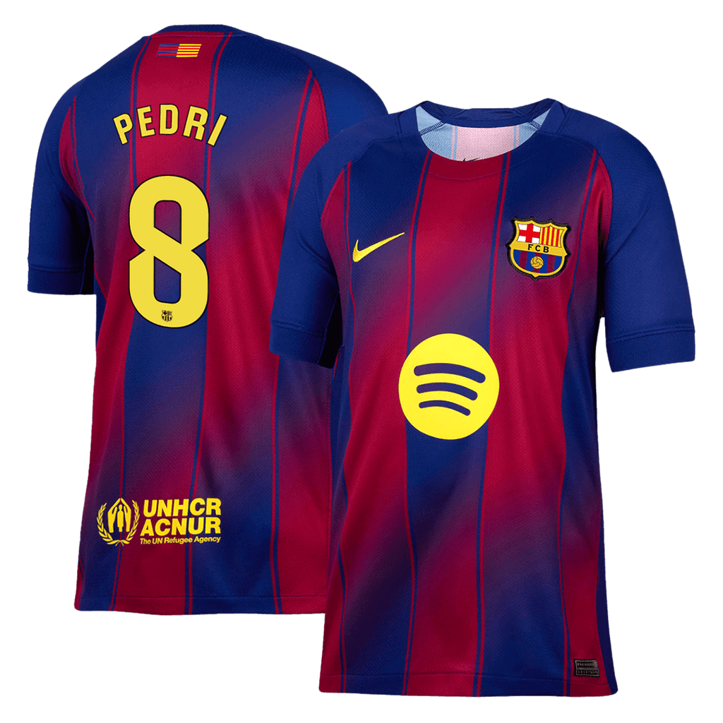 Kits de fútbol PEDRI #8 Barcelona Home Soccer Jersey 2025/26 Rojo y Azul