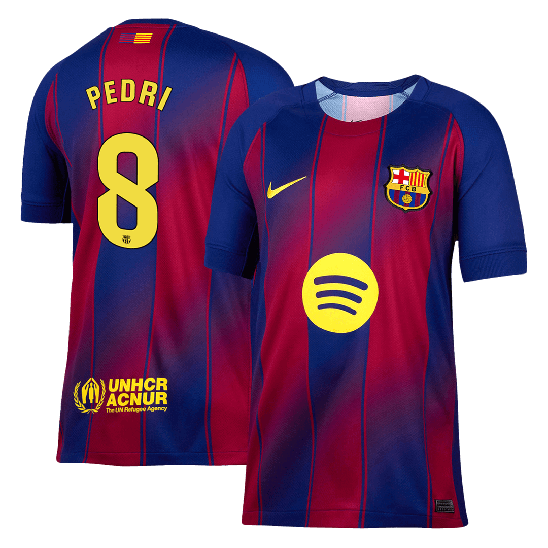 Kits de fútbol PEDRI #8 Barcelona Home Soccer Jersey 2025/26 Rojo y Azul