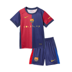 Maillot de football domicile Barcelone X Coldplay pour enfant (maillot + short) 2024/25 rouge et bleu