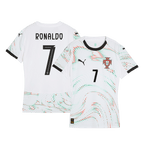 Camiseta de fútbol visitante de Portugal RONALDO #7 para mujer 2025, blanca