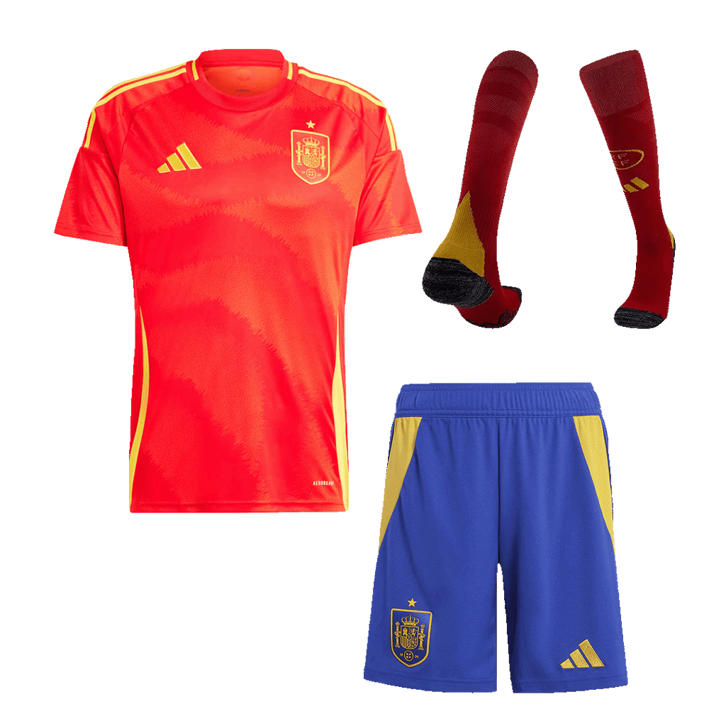 Kits de fútbol: Camiseta de fútbol local de España (camiseta, pantalones cortos y calcetines) para la Eurocopa 2024
