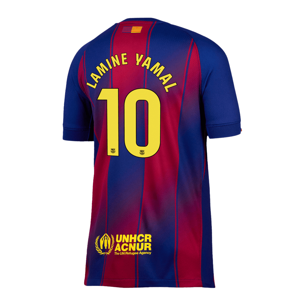 Kits de fútbol LAMINE YAMAL #10 Camiseta de fútbol local del Barcelona 2025/26 Rojo y azul