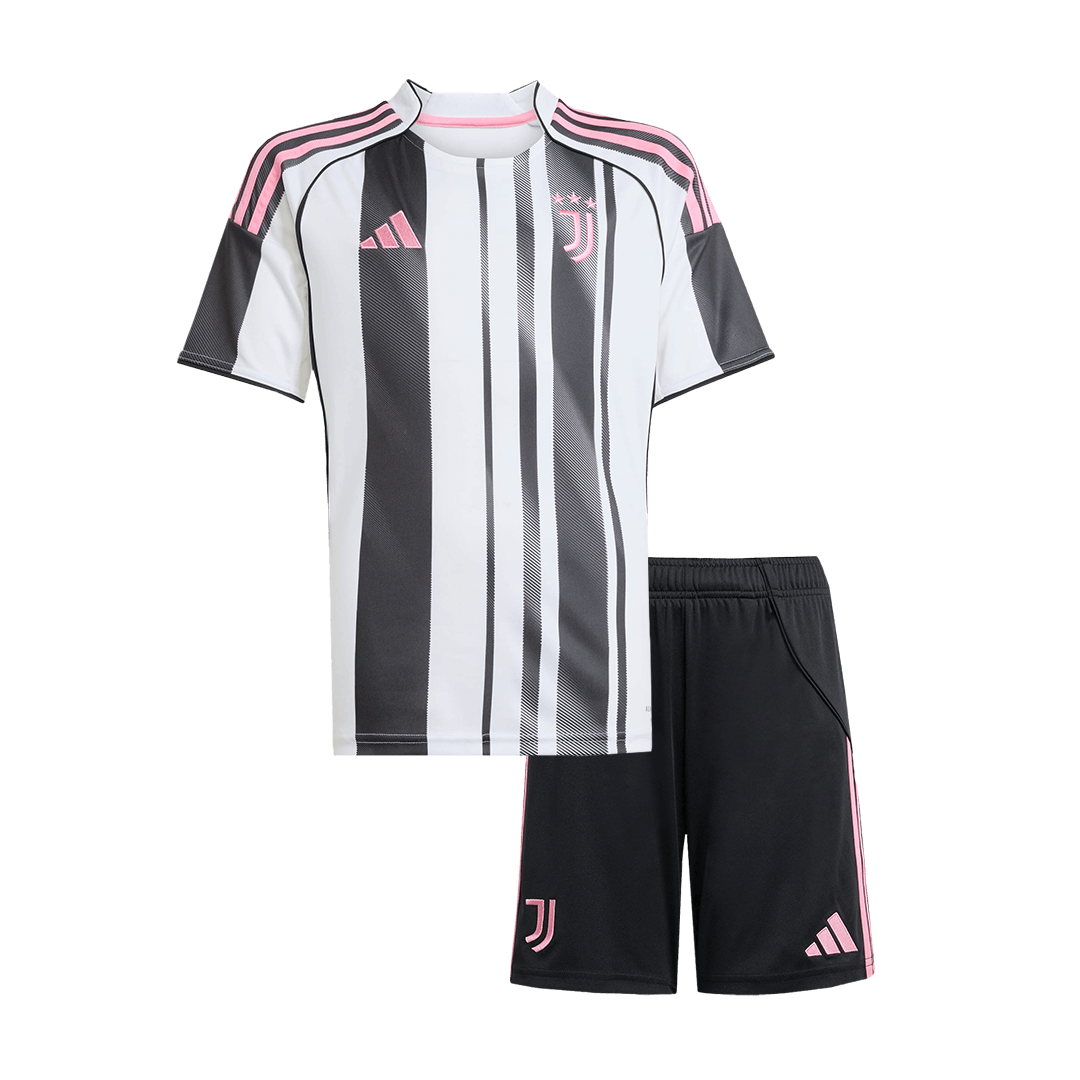 Maillot de football domicile Juventus 2025/26 pour enfant (maillot + short) noir et blanc