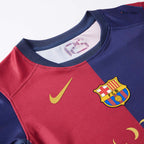 Maillot de football domicile Barcelone X Coldplay pour enfant (maillot + short) 2024/25 rouge et bleu