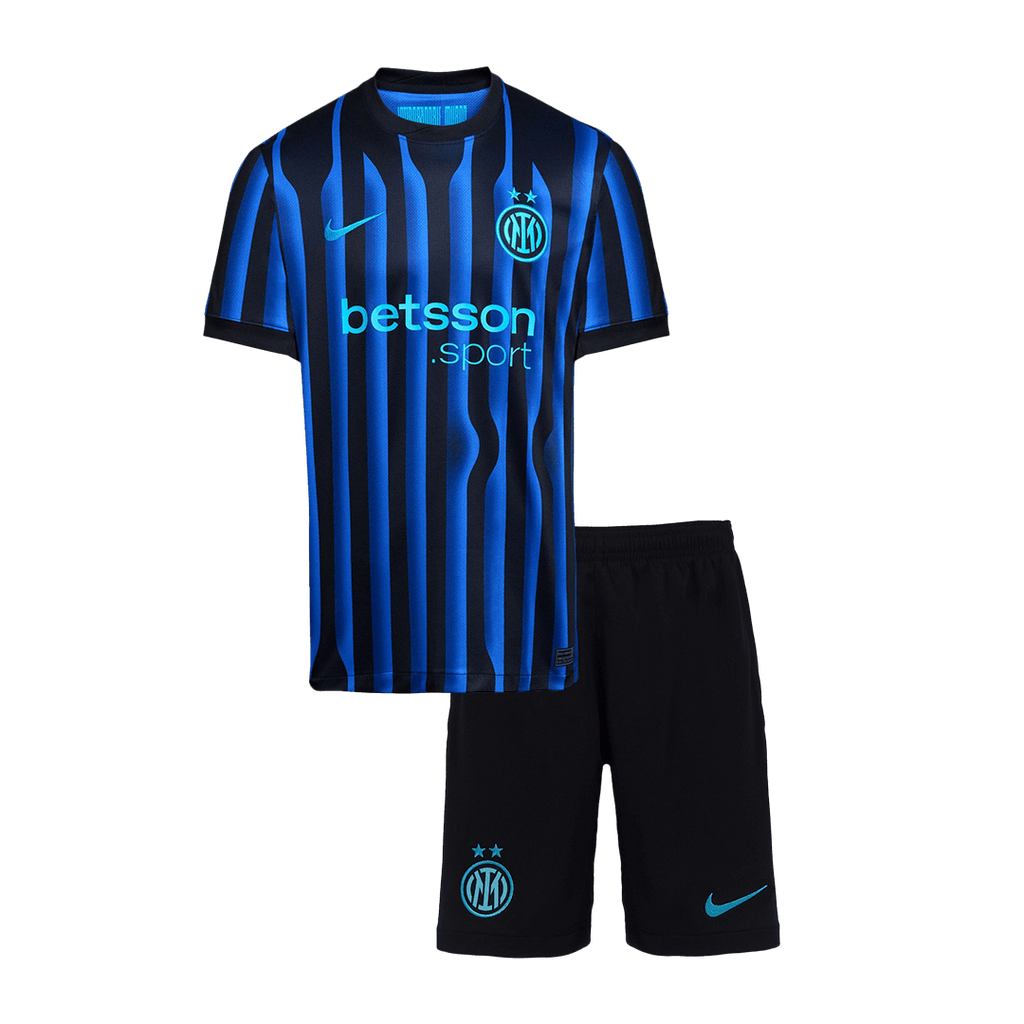 Kit de fútbol para niños: camiseta local del Inter de Milán (camiseta y pantalón corto) 2025/26, azul y negro