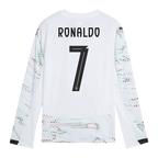 Camiseta de fútbol Ronaldo #7 Portugal de visitante, manga larga, 2025, blanca