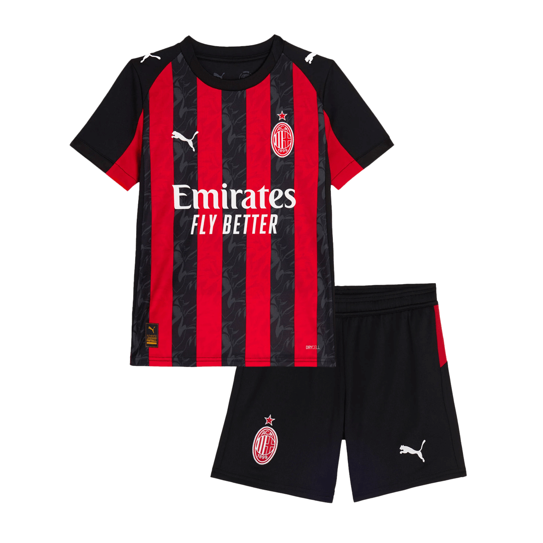 Maillot de football domicile AC Milan pour enfant (maillot + short) 2025/26 rouge et noir
