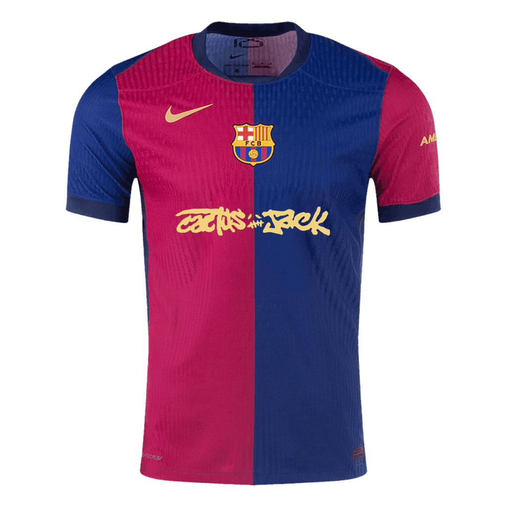 Soccer Kits Authentic Barcelona X Travis Scott Home Soccer Jersey 2024/25 Red&Blue
